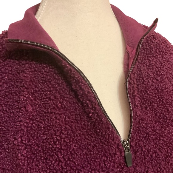 NORTHERN REFLECTIONS DEEP PLUM PURPLE HALF ZIP DEEP PILE FLEECE SWEATER/Size M - Picture 5 of 13